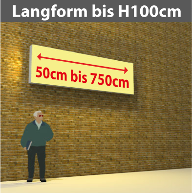 Wandtransparente Langform bis H100cm